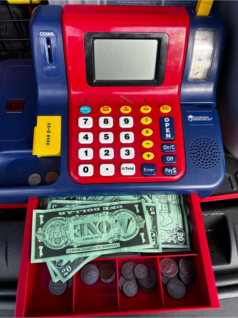 Kids vintage Learning Resources Toy Cash Register - Red & Blue